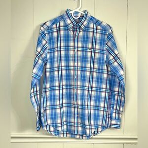 Vineyard Vine Plaid Slim Fit Whale Shirt 100% Cotton Blue/ White/ Red Shirt Sm